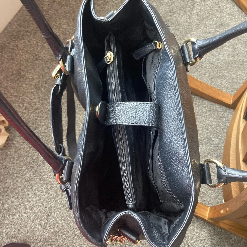 Michael Kors Black leather Hamilton satchel handbag shoulder bag